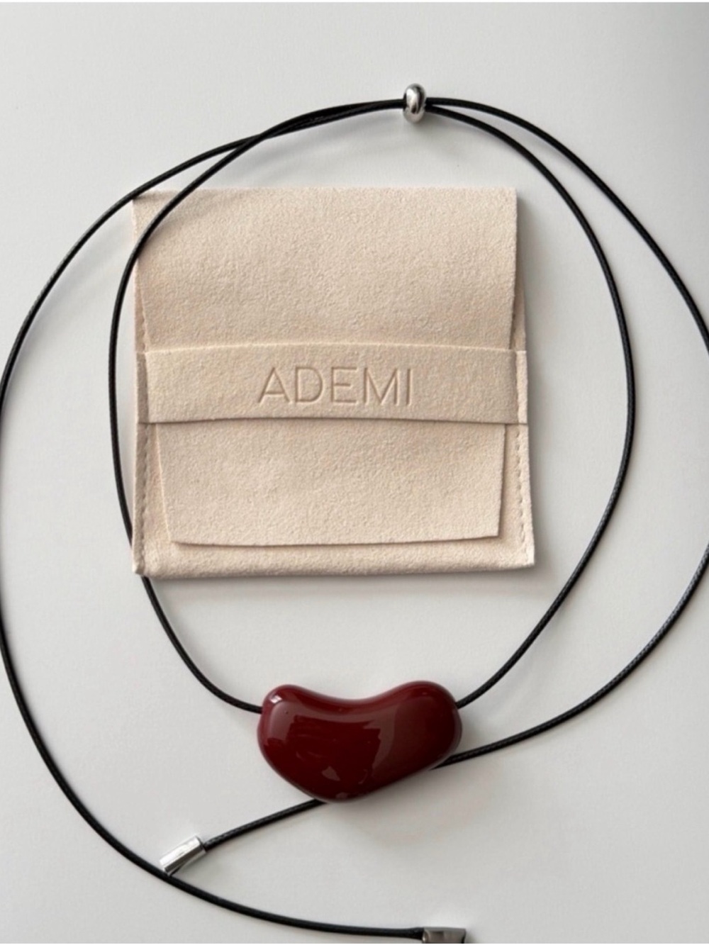 Burgundy Bean Pendant Necklace